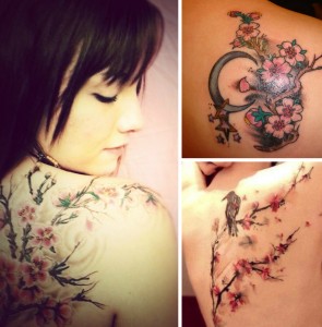 tatouage fleurs de cerisier dos