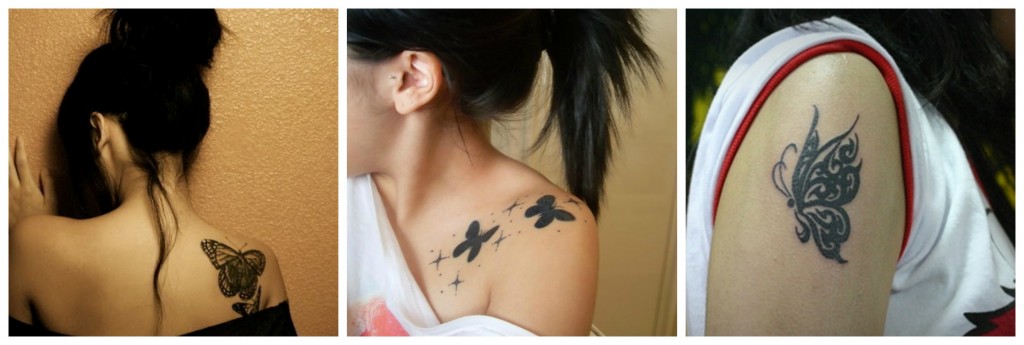 tatouage papillon noir et blanc