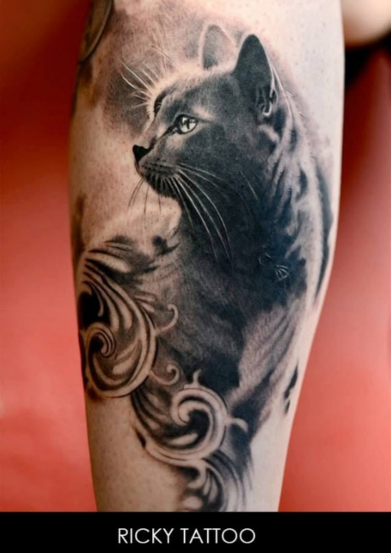 tatouage chat réaliste