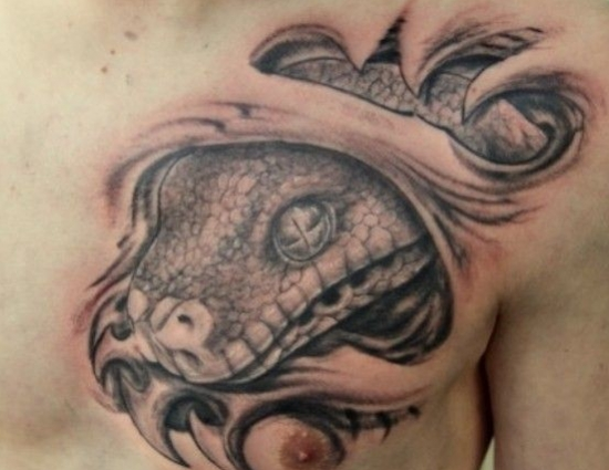 tatouage serpent torse