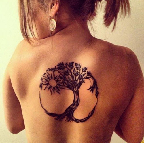 tatouage arbre dos nu