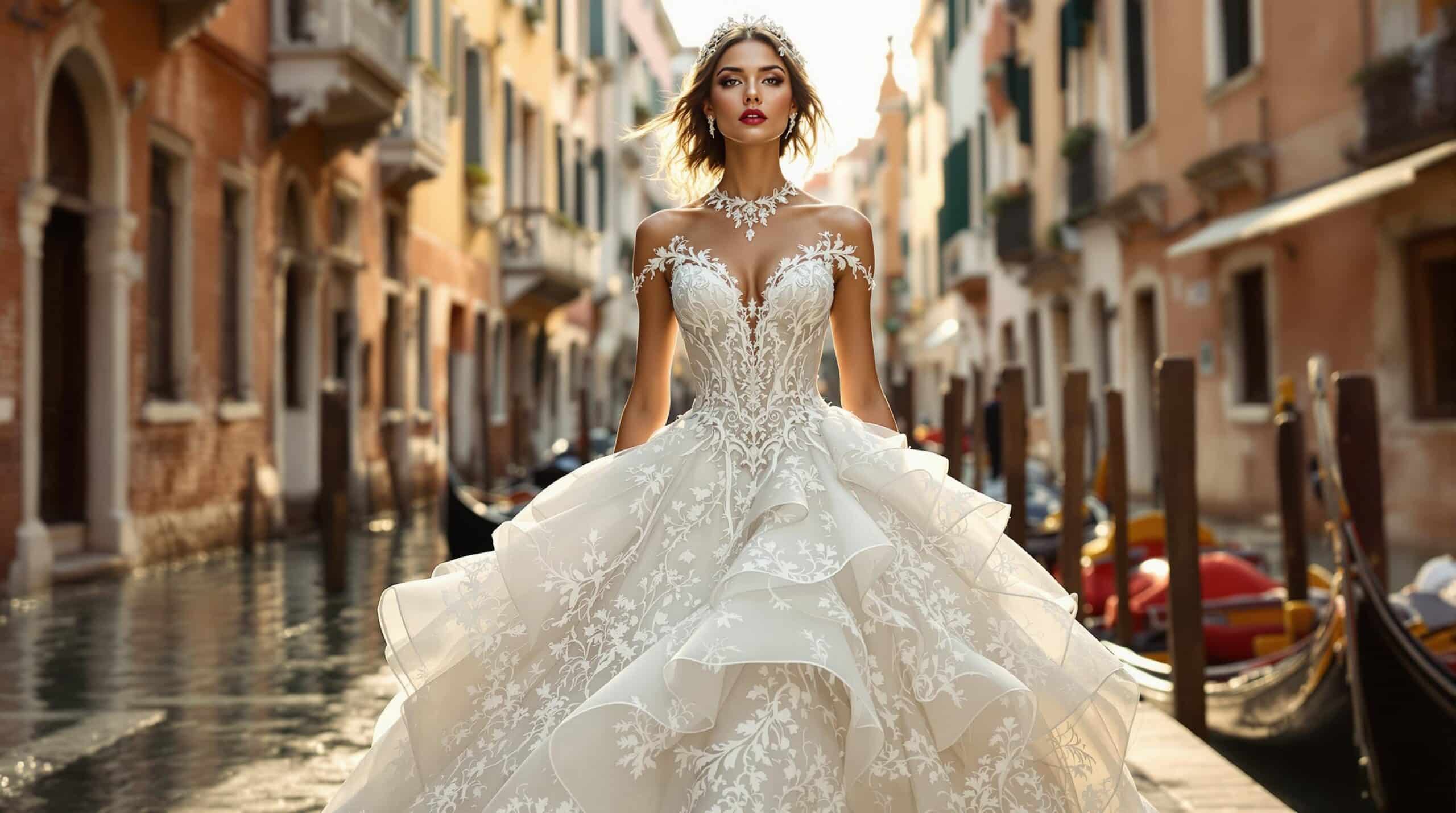 d&eacute;couvrez lauren s&aacute;nchez, sublime en dolce & gabbana, dans une robe de mari&eacute;e sculpturale qui restera grav&eacute;e dans les m&eacute;moires lors d'un mariage historique &agrave; venise. plongez dans l'&eacute;l&eacute;gance et le romantisme de cet &eacute;v&eacute;nement exceptionnel.