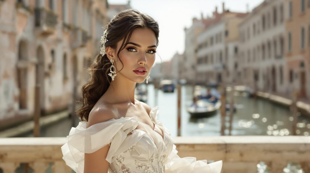 d&eacute;couvrez la beaut&eacute; &eacute;blouissante de lauren s&aacute;nchez, mise en valeur dans une robe de mari&eacute;e sculpturale sign&eacute;e dolce & gabbana, lors d'un mariage historique &agrave; venise. une c&eacute;l&eacute;bration m&ecirc;lant charme italien et &eacute;l&eacute;gance moderne.