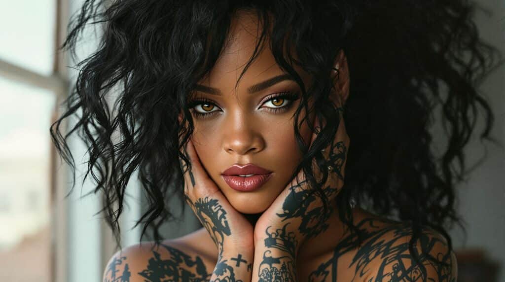 d&eacute;couvrez les tatouages iconiques de rihanna, qui refl&egrave;tent sa personnalit&eacute; unique et son parcours artistique. plongez dans l'univers de cette superstar aux nombreuses &oelig;uvres d'art sur la peau, symboles de sa vie et de ses valeurs.