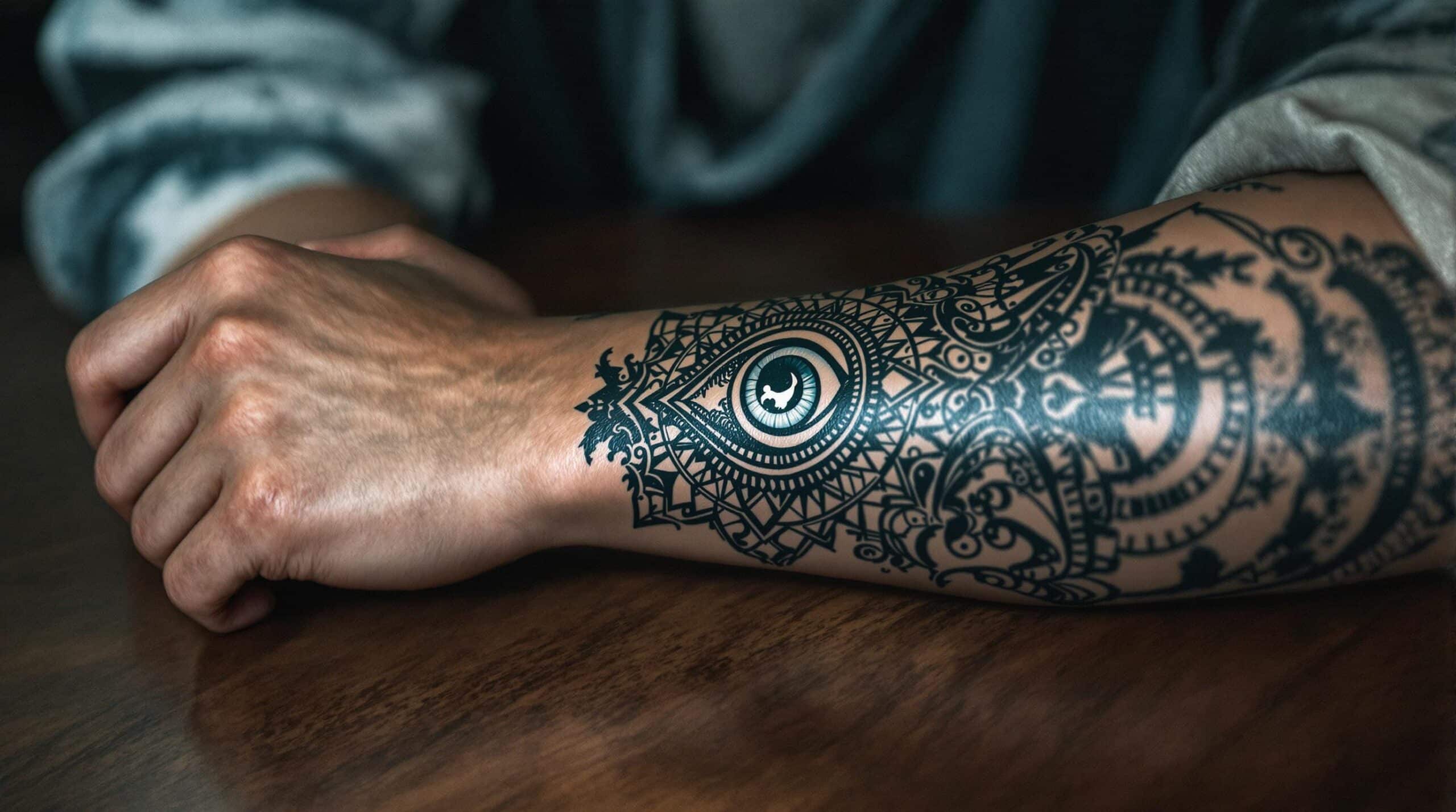 d&eacute;couvrez l'univers fascinant du tatouage &oelig;il, symbole de mystique et de protection. plongez dans l'histoire et la signification derri&egrave;re ce motif intrigant, souvent associ&eacute; &agrave; la sagesse et &agrave; la vigilance. laissez-vous inspirer par des designs uniques qui allient esth&eacute;tique et profonde symbolique.