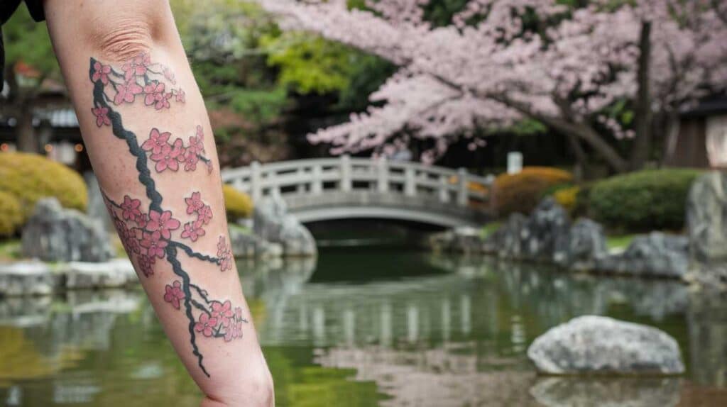 Un air de printemps japonais avec un tatouage de *fleurs de cerisier*&hellip;