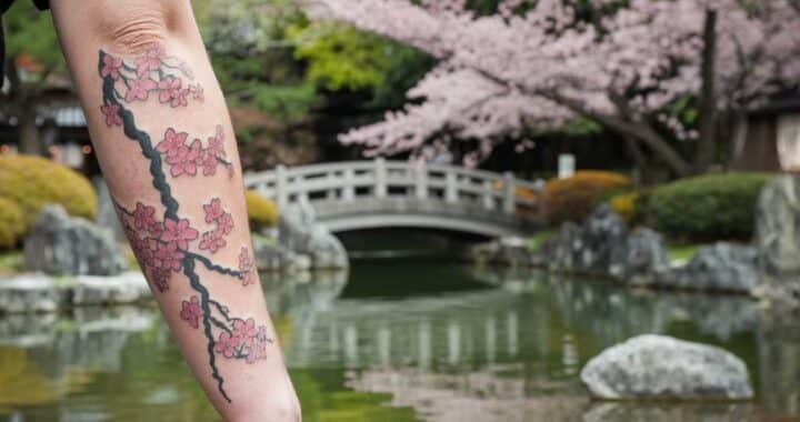 Un air de printemps japonais avec un tatouage de *fleurs de cerisier*…
