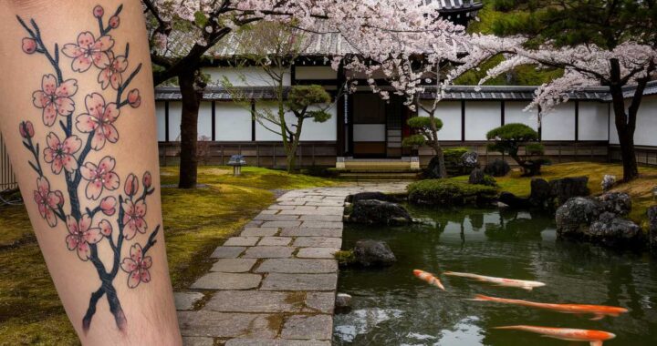 Un air de printemps japonais avec un tatouage de *fleurs de cerisier*…