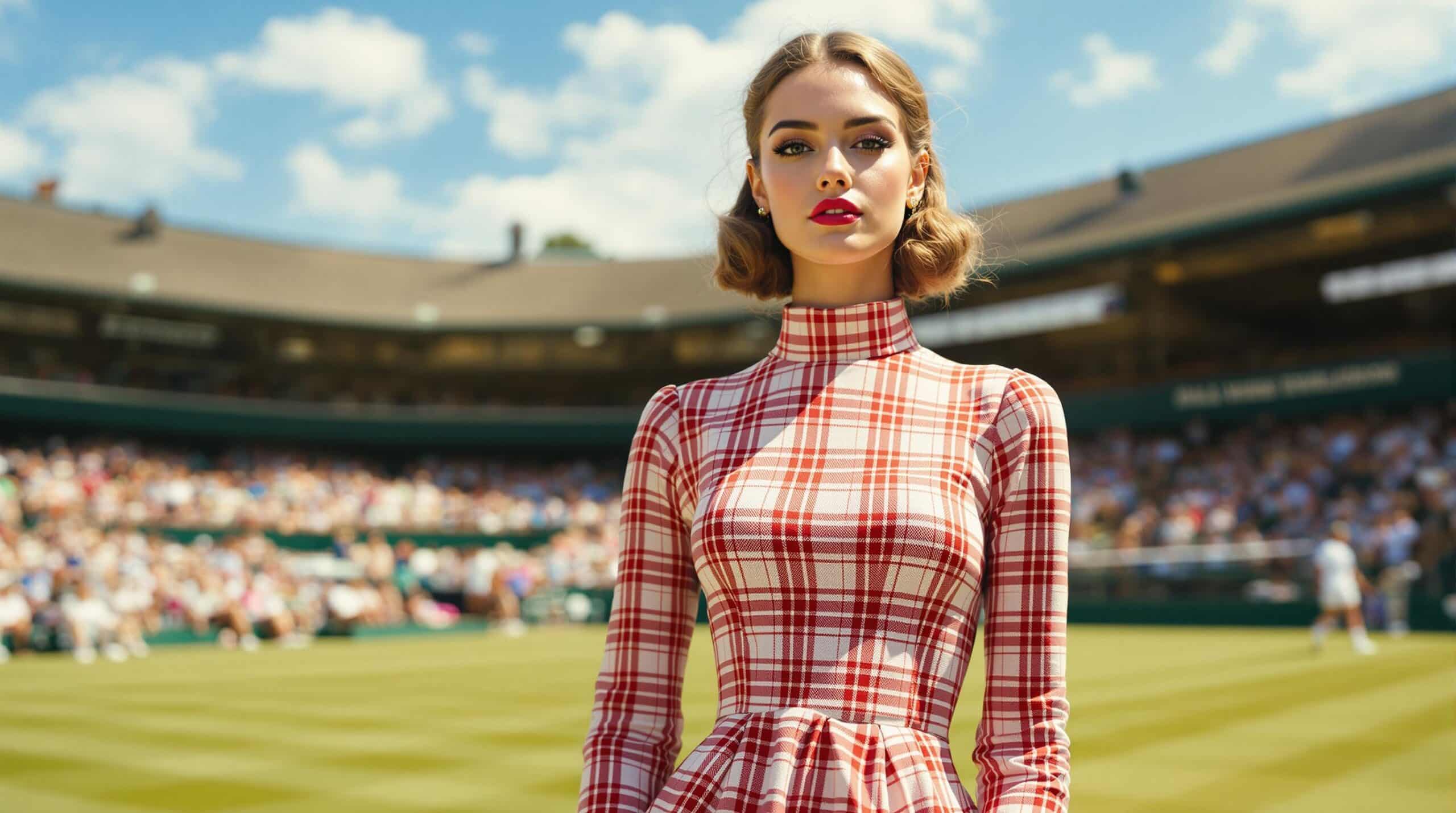d&eacute;couvrez comment olivia rodrigo, avec son look en vichy, incarne un style r&eacute;tro chic captivant qui fait sensation &agrave; wimbledon. une combinaison parfaite de mode et d'&eacute;l&eacute;gance qui ne passe pas inaper&ccedil;ue sur la sc&egrave;ne du tennis.