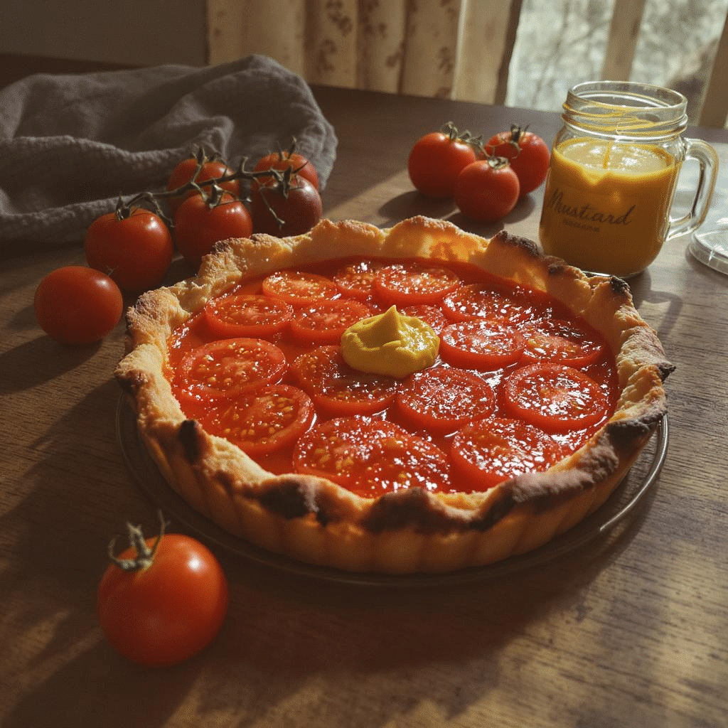 d&eacute;couvrez notre recette de tarte &agrave; la tomate et moutarde, une alliance estivale savoureuse qui &eacute;veillera vos papilles. parfaite pour un repas l&eacute;ger ou un pique-nique, cette tarte allie le go&ucirc;t doux des tomates &agrave; la chaleur de la moutarde, &agrave; essayer absolument cet &eacute;t&eacute; !