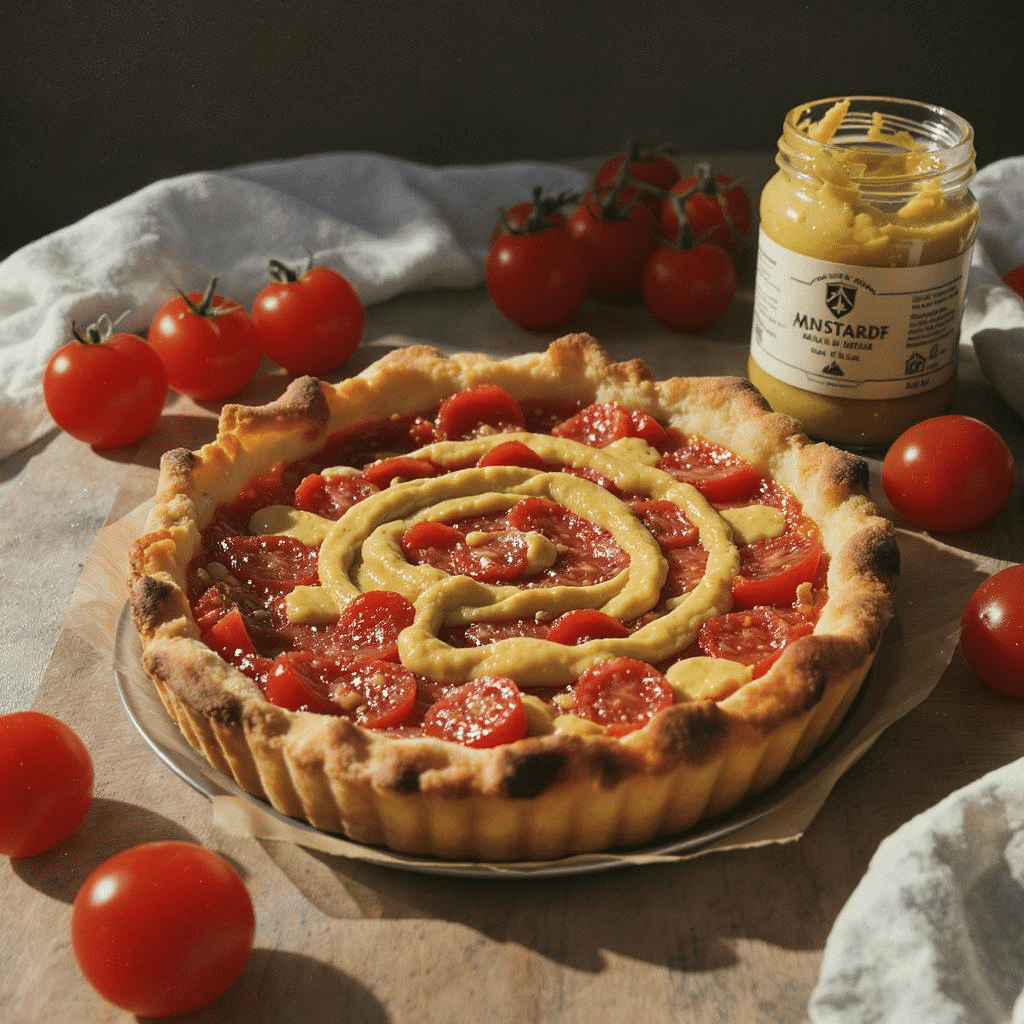d&eacute;couvrez notre d&eacute;licieuse tarte &agrave; la tomate et moutarde, une alliance estivale pleine de saveurs. cette recette simple et gourmande ravira vos papilles et apportera une touche originale &agrave; vos repas d'&eacute;t&eacute;. &agrave; essayer sans h&eacute;sitation !
