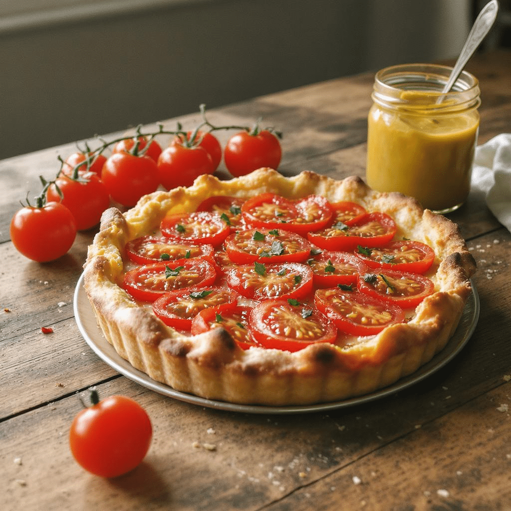 d&eacute;couvrez notre d&eacute;licieuse tarte &agrave; la tomate et moutarde, une alliance estivale savoureuse qui &eacute;veillera vos papilles. facile &agrave; pr&eacute;parer, cette recette allie la douceur des tomates m&ucirc;res &agrave; la pointe de piquant de la moutarde. un plat id&eacute;al pour vos repas en plein air ou vos d&icirc;ners entre amis!