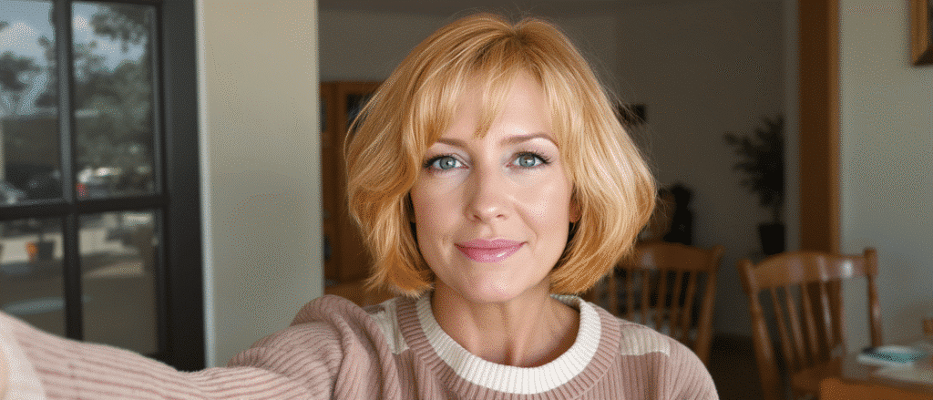 d&eacute;couvrez le nouveau look de ren&eacute;e zellweger sur instagram : une coupe carr&eacute; r&eacute;tro tendance et une magnifique chevelure blond cuivr&eacute;, pour un style glamour et sophistiqu&eacute;.