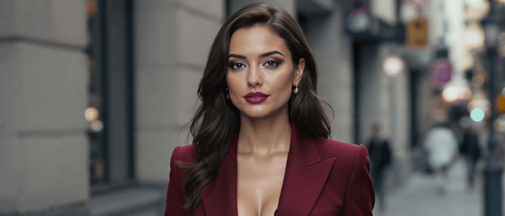 d&eacute;couvrez virginie efira &eacute;clatante en costume rouge bordeaux, symbole parfait de la puissance et de l'&eacute;l&eacute;gance du &laquo; power suit &raquo;.