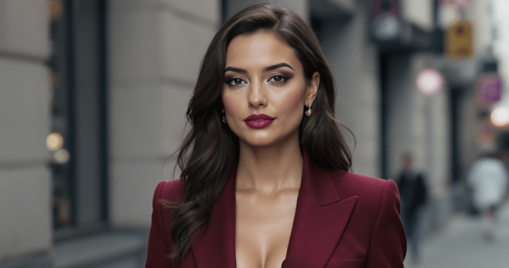 Virginie Efira rayonne en costume rouge bordeaux et incarne à merveille la puissance du « power suit »