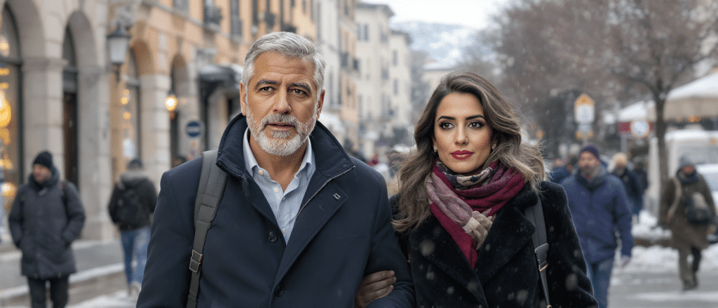 d&eacute;couvrez comment george et amal clooney ont &eacute;bloui les spectateurs lors de leur apparition glamour en italie pour les jeux d&rsquo;hiver.