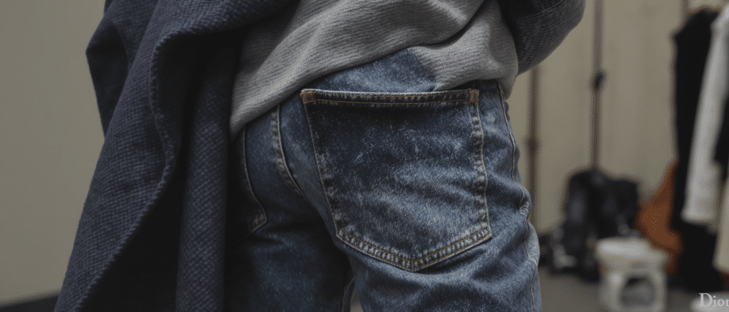 d&eacute;couvrez le jean incontournable de l&rsquo;hiver prochain r&eacute;v&eacute;l&eacute; lors du d&eacute;fil&eacute; dior, alliant style et &eacute;l&eacute;gance pour une saison tendance et chaleureuse.