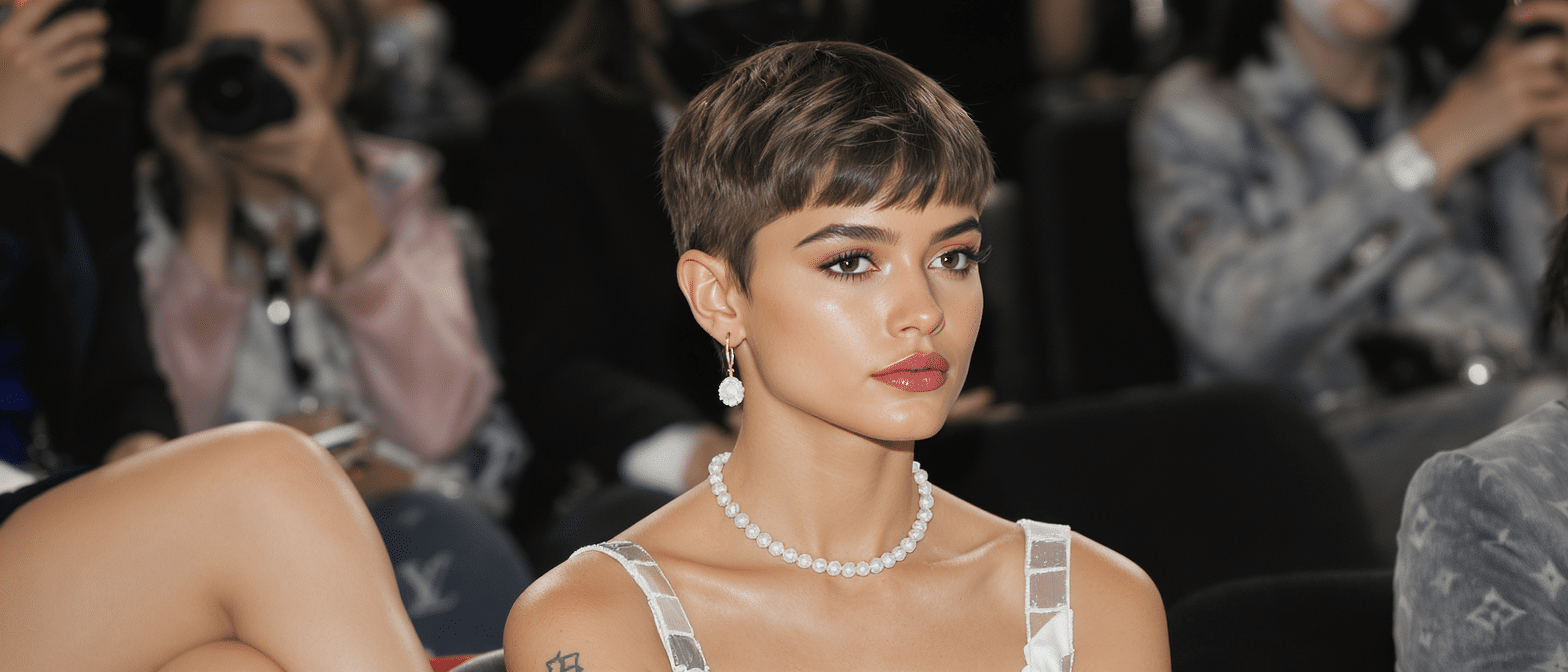 d&eacute;couvrez comment zendaya illumine le d&eacute;fil&eacute; louis vuitton avec sa coupe &laquo; bixie &raquo; innovante, alliant audace et style &eacute;lectrisant pour un look inoubliable.