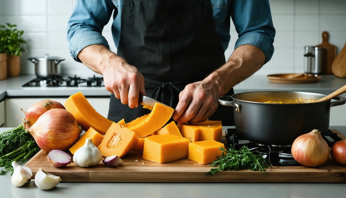 d&eacute;couvrez comment pr&eacute;parer une d&eacute;licieuse soupe de butternut avec notre guide &eacute;tape par &eacute;tape pour r&eacute;aliser ce velout&eacute; de courge automnal, parfait pour r&eacute;chauffer vos repas.