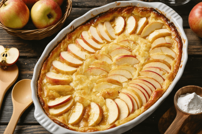 d&eacute;couvrez nos astuces de cuisson pour r&eacute;ussir un clafoutis aux pommes fondant et savoureux, un dessert traditionnel aux fruits facile &agrave; pr&eacute;parer.