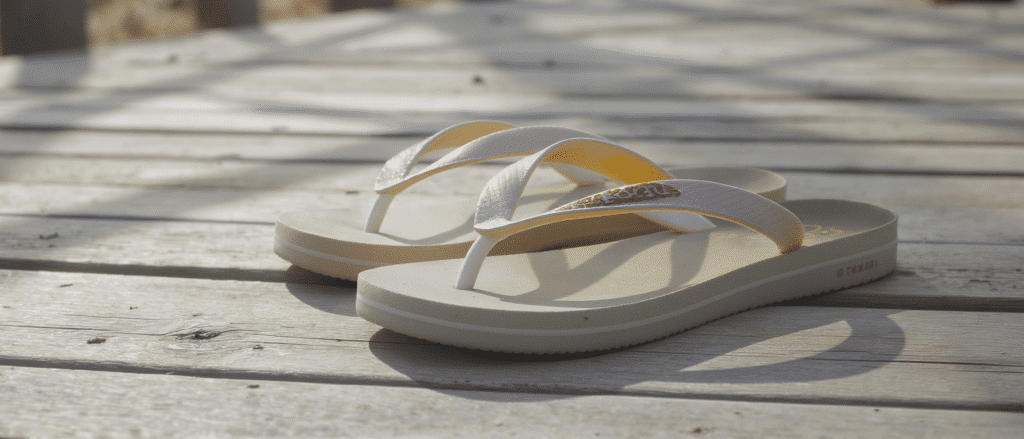 d&eacute;couvrez le retour en force des tongs des ann&eacute;es 90 : de chaussures oubli&eacute;es &agrave; incontournables de l'&eacute;t&eacute;, elles sont &agrave; nouveau tendance pour un look r&eacute;tro et d&eacute;contract&eacute;.