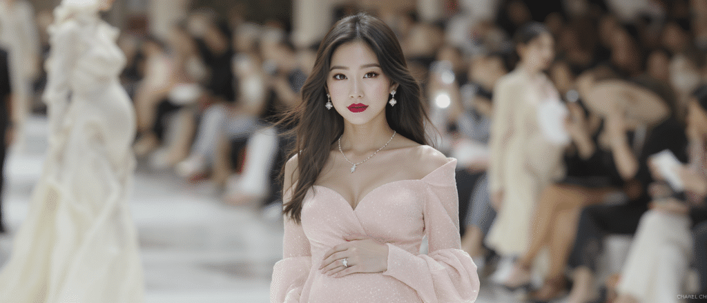 d&eacute;couvrez sora choi, la mannequin qui a surpris le monde de la mode en d&eacute;voilant sa grossesse lors d'un d&eacute;fil&eacute; chanel &agrave; s&eacute;oul. un moment unique alliant &eacute;l&eacute;gance et &eacute;motion.
