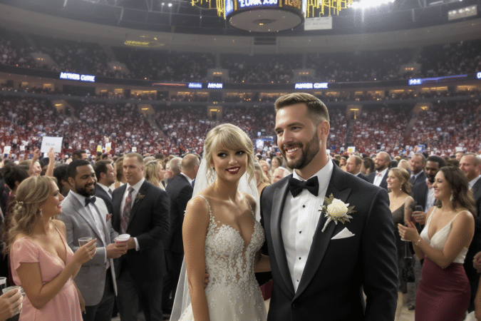 d&eacute;couvrez le mariage grandiose de taylor swift et travis kelce au madison square garden, un &eacute;v&eacute;nement exceptionnel attendu par plus de 1000 invit&eacute;s pour c&eacute;l&eacute;brer leur union unique.