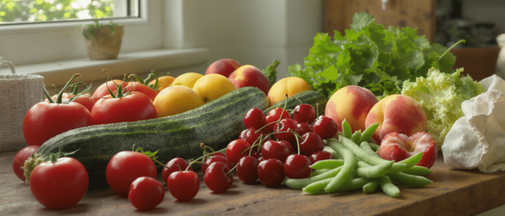 explorez les fruits et l&eacute;gumes d&eacute;licieux de saison &agrave; savourer en juillet pour des repas frais et gourmands.