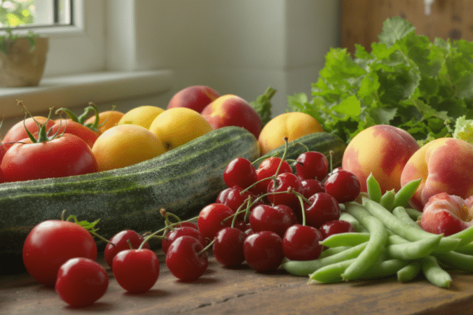 explorez les fruits et l&eacute;gumes d&eacute;licieux de saison &agrave; savourer en juillet pour des repas frais et gourmands.