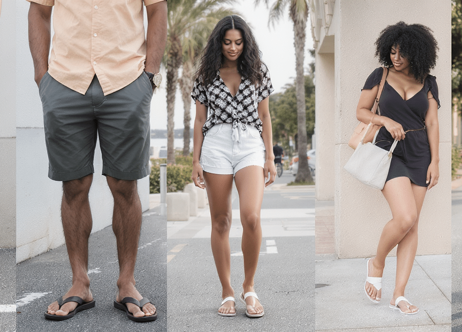 d&eacute;couvrez 5 styles tendance pour associer tongs et bermuda et r&eacute;ussir votre look estival avec &eacute;l&eacute;gance et confort.