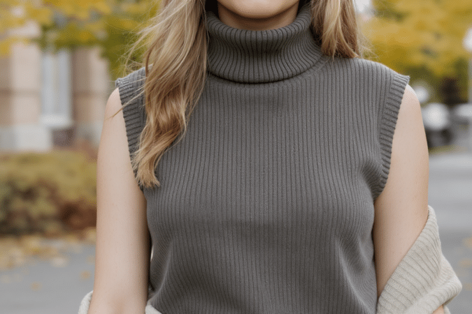 d&eacute;couvrez l'&eacute;l&eacute;gance r&eacute;invent&eacute;e avec le mod&egrave;le sans manches, la pi&egrave;ce incontournable de l'automne alliant sophistication et modernit&eacute;, bien plus chic que le col roul&eacute; traditionnel.