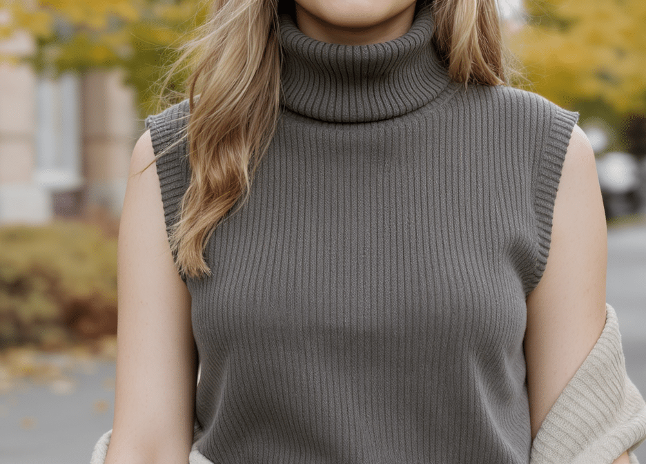 d&eacute;couvrez l'&eacute;l&eacute;gance r&eacute;invent&eacute;e avec le mod&egrave;le sans manches, la pi&egrave;ce incontournable de l'automne alliant sophistication et modernit&eacute;, bien plus chic que le col roul&eacute; traditionnel.