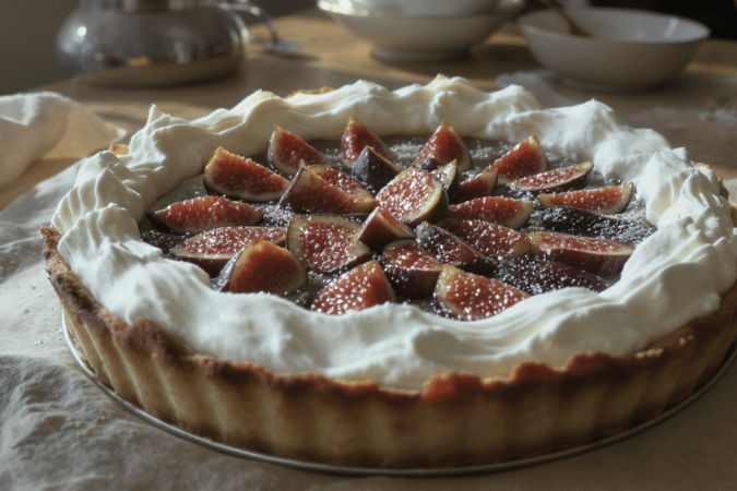 d&eacute;couvrez la recette gourmande de marjo pour une tarte aux figues et chantilly, un d&eacute;lice automnal irr&eacute;sistible &agrave; savourer en famille.
