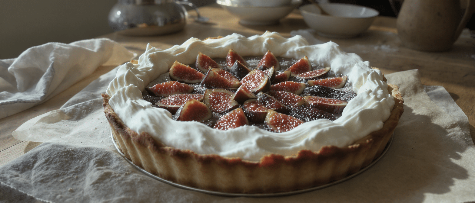 découvrez la recette gourmande de marjo pour une tarte aux figues et chantilly, un délice automnal irrésistible à savourer en famille.