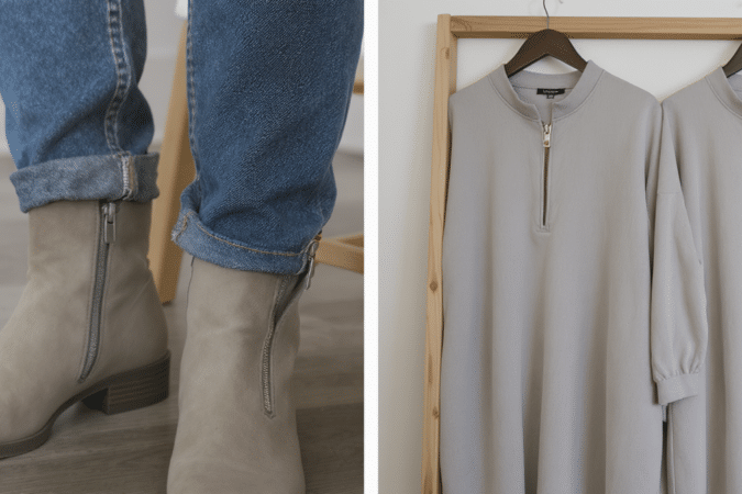 bottes, jeans ou robes : d&eacute;couvrez comment le zip, d&eacute;tail tendance et audacieux, apporte du caract&egrave;re aux pi&egrave;ces les plus simples.