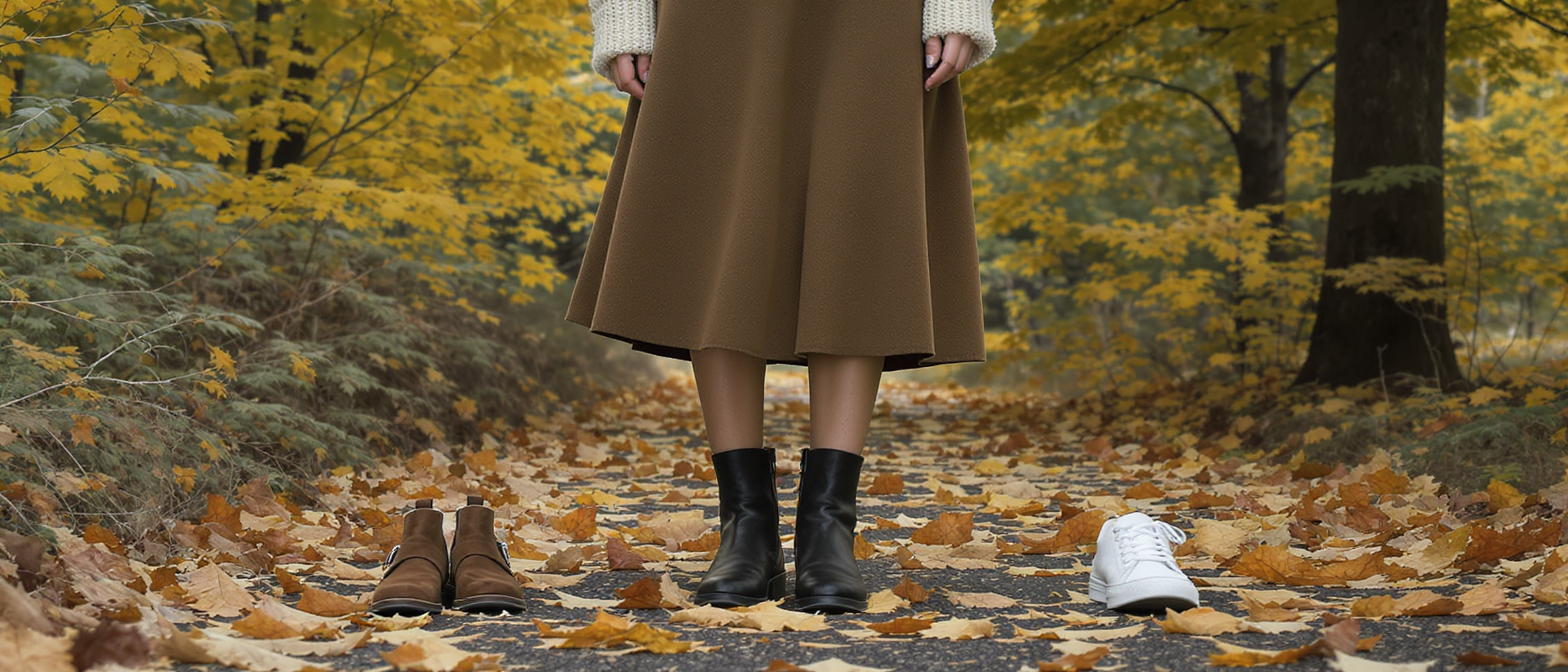 d&eacute;couvrez quelles chaussures porter avec une jupe midi en automne : bottes, mocassins ou baskets pour cr&eacute;er des associations &eacute;l&eacute;gantes et confortables.