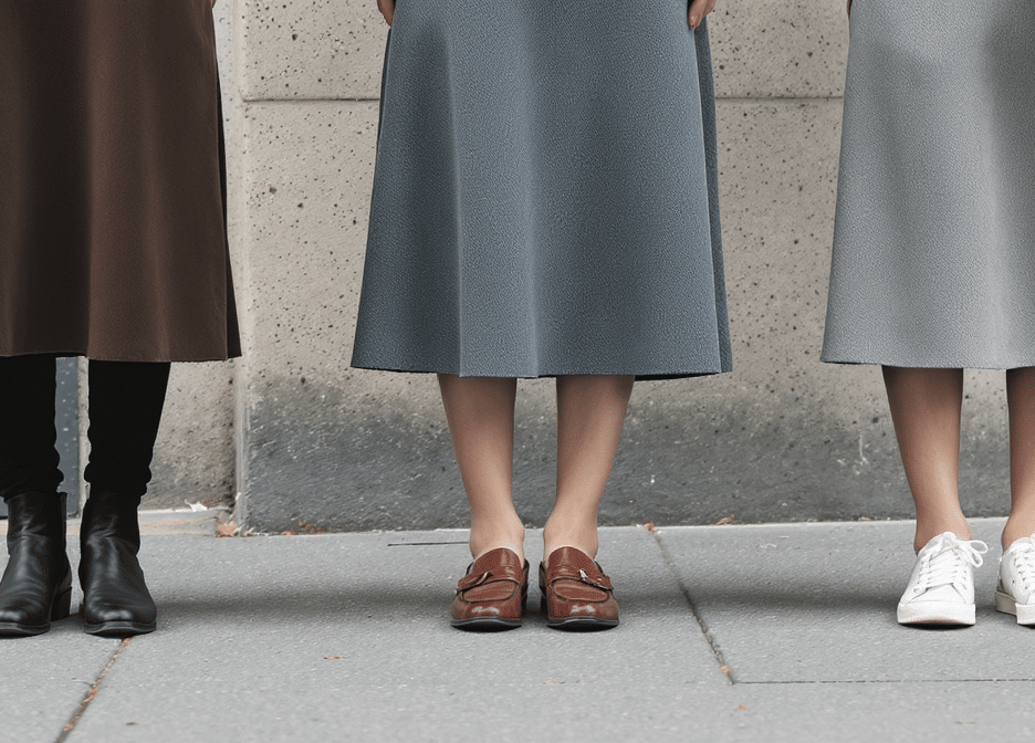 jupe midi en automne : d&eacute;couvrez comment l&rsquo;associer aux bottes, mocassins ou baskets pour cr&eacute;er des tenues &eacute;l&eacute;gantes et confortables.