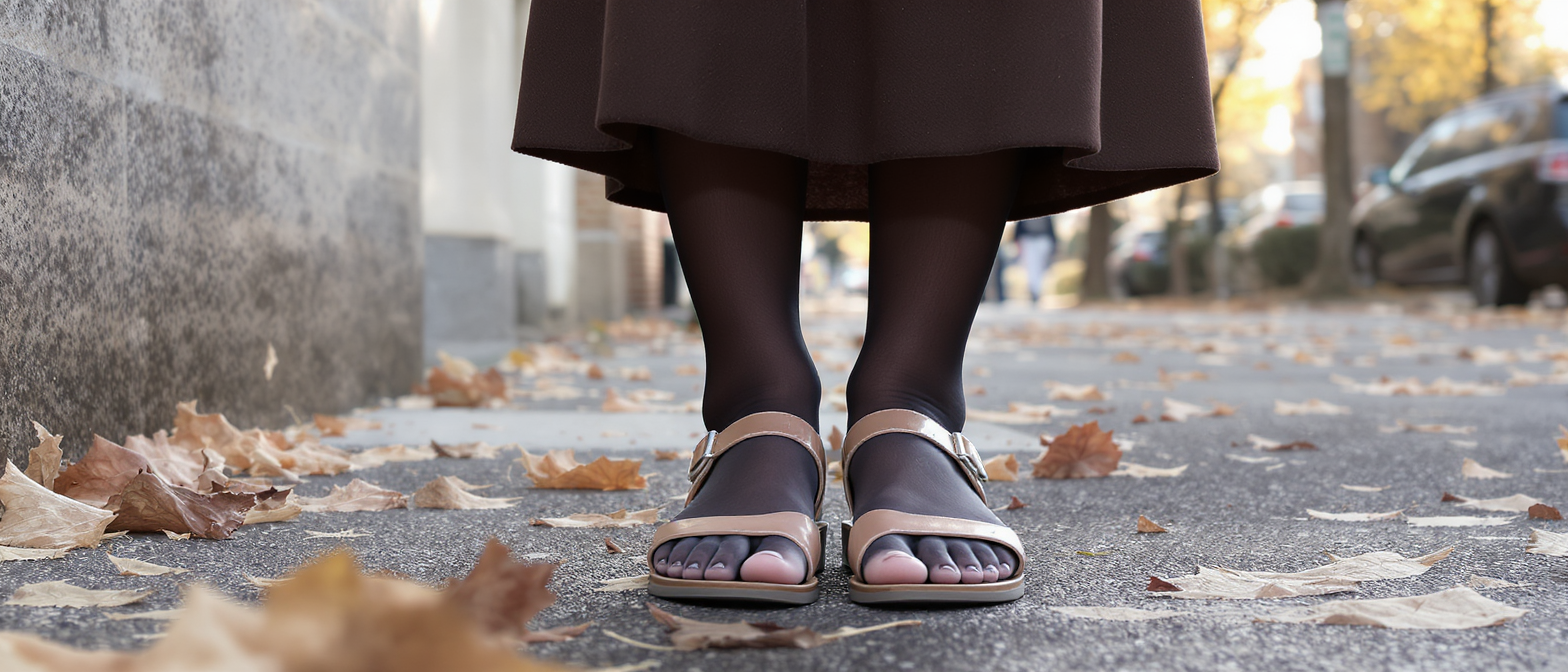 découvrez l’astuce mode pour continuer à porter vos chaussures ouvertes en automne, tout en restant stylée et au chaud.
