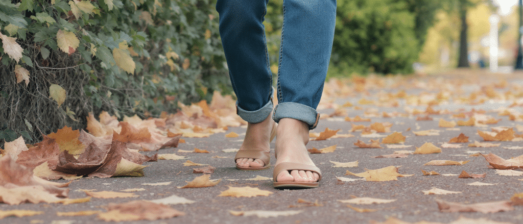 découvrez l’astuce mode pour continuer à porter vos chaussures ouvertes avec style quand les températures baissent et que l’automne s’installe.