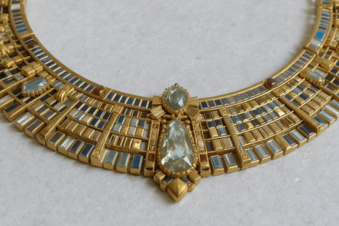 d&eacute;couvrez la l&eacute;gende du collier maudit de la reine d&rsquo;&eacute;gypte, symbole de pouvoir et de myst&egrave;re, entre secrets anciens, mal&eacute;diction et fascination.